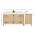 thumbnail image 5 of ARIEL Cambridge 61 Inch Single Rectangle Sink Bathroom Vanity With Pure White Quartz Countertop 1.5 Inch Edge In Oak, 5 of 7