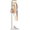 thumbnail image 1 of Metal Coat Rack, Modern Coat Tree with 3 Hooks, L Shaped Coat Hanger Stand, Freestanding Coat Rack for Entryway and Corner, Gold, 1 of 14