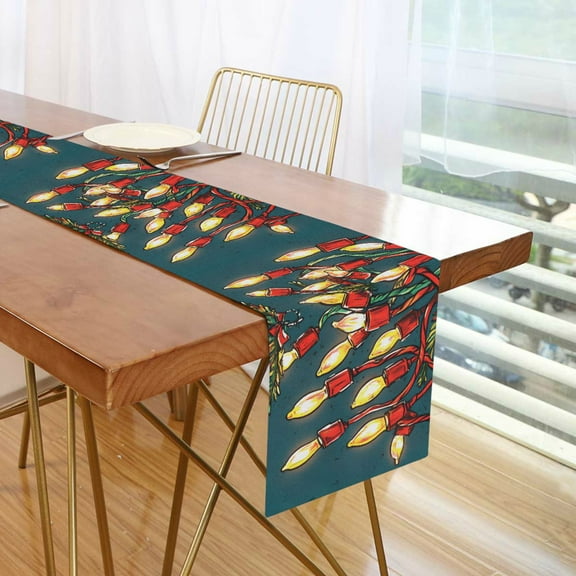 Yayeee Table Runner 70 inches Long Home Kitchen Dinning Party Decoration, Red Christmas Light