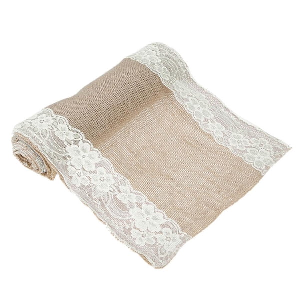Ericealice Vintage Burlap Lace Hessian Table Runner Natural Jute Party ...