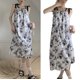 thumbnail image 4 of Vestido Blanco Negro Correa De Espagueti Suelto Slim Fit Elegante Vestido De Mujer Para Compras Navideñas Patrón Floral S, 4 of 8