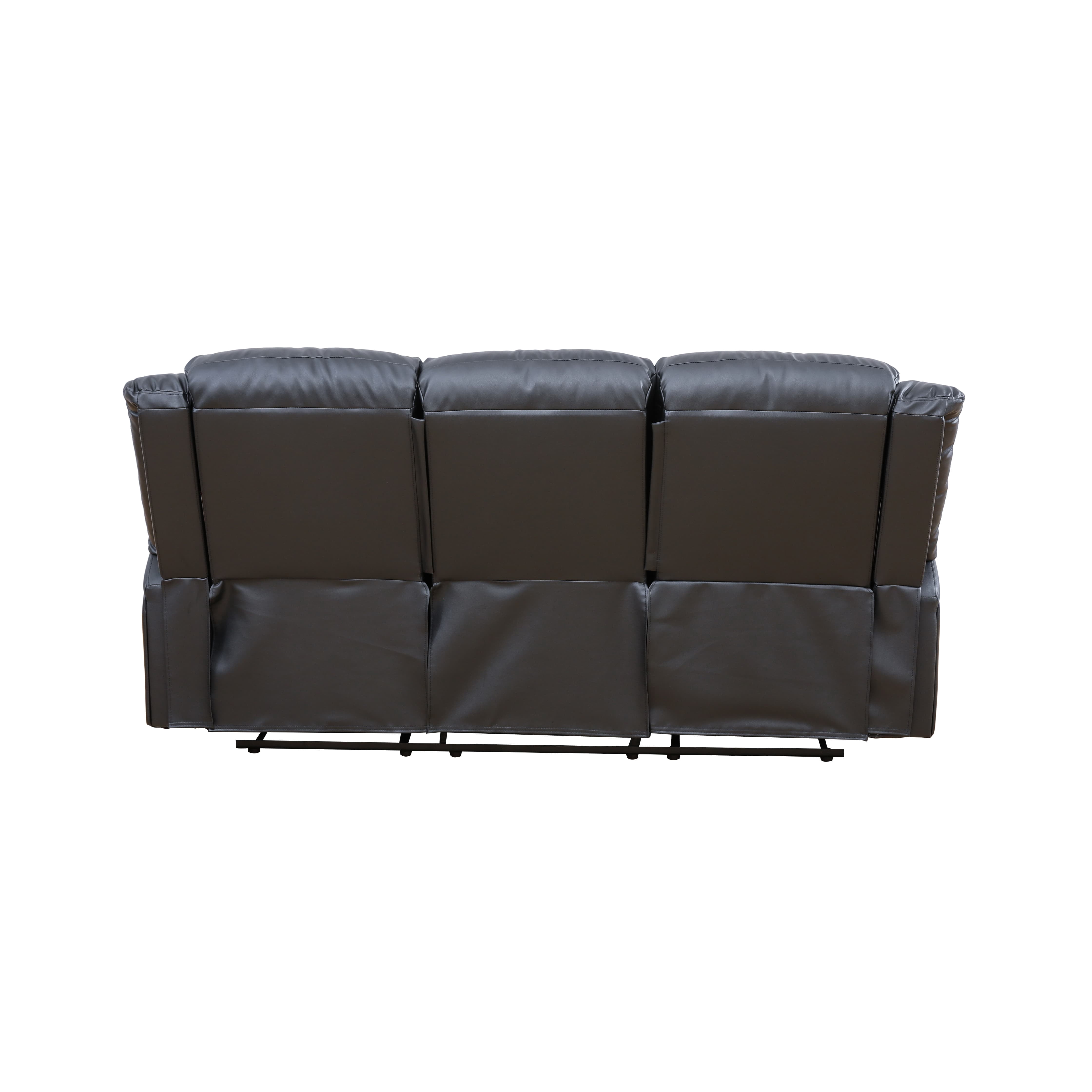 MAYEERTY Power Reclining Sofa, Electric 3-Seat Faux Leather Recliner with Adjustable Backrests for Living Room, Black