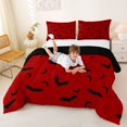 thumbnail image 3 of Homewish Bold Halloween Bat Full Size Comforter Sets,Moon Pattern Bedding Comforter Set,Scarlet Black,Black Reversible,3pcs,1 Comforter and 2 Pillowcases, 3 of 7