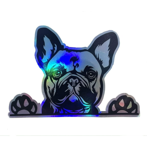 WickedGoodz French Bulldog Holographic Decal - Dog Paws Breed Bumper Sticker - for Laptops Tumblers Windows Cars Trucks Walls