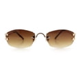 thumbnail image 4 of Luxury Rimless OG Fancy Narrow Oval Metal Rim Hustler Fashion Sunglasses Gold - Brown, 4 of 7
