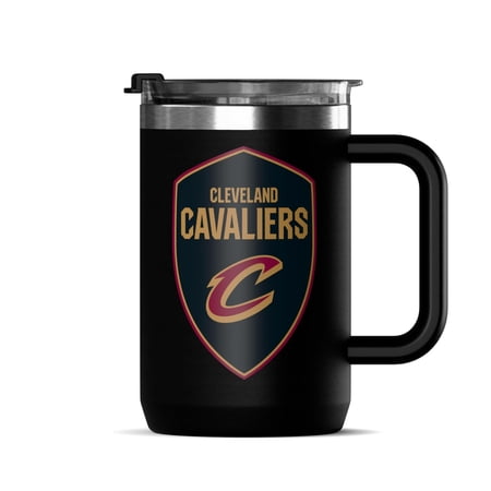Hydrapeak x NBA Officially Licensed Cleveland Cavaliers 18oz Insulated Coffee Mug with Flip Lid and Handle for Travel Cold/Hot Stainless Steel Coffee Cup Insulated BPA-Free Double Walled Tea Mug
