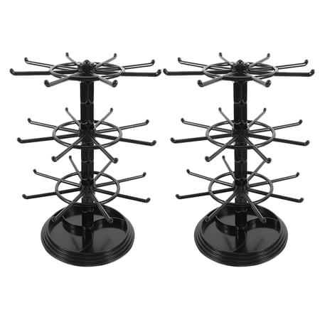 LOLIPPYY Black Rotating Jewelry Organizer 3 Layers for Keychains and Small Accessories 2Pcs