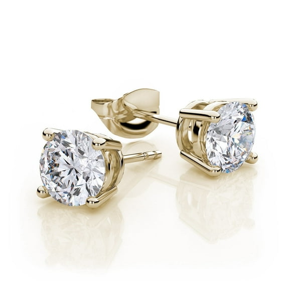 Paris Jewelry 18k Yellow Gold 1/2 Ct Created White Sapphire Round Stud Earrings Jewelry for Women and Men plated
