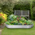 thumbnail image 1 of Holaki Galvanized Planter Bed,Galvanized Raised Garden Bed Kit, Galvanized Planter Raised Garden Boxes Outdoor, Oval Large Metal Raised Garden Beds for Vegetables, 7*3*1 ft, 1 of 9