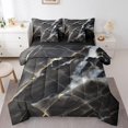 thumbnail image 1 of YST Abstract Dark Grey Marble Bedding Set, 7-Piece, Full, 1 of 4