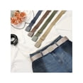 thumbnail image 6 of INSPIRE CHIC Unisex's Outdoor Belt Nylon Canvas Belts Breathable Plastic Buckle for Pants Skirts 123x3.8cm/48.4x1.5" Dark Blue, 6 of 6