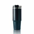 thumbnail image 1 of Capacidad de vacío de gran capacidad aislada café leche taza de té ejercicio jogging acero inoxidable bebida taza con tapa transparente en casa negro 600 ml Advancent HA011613-01B, 1 of 7