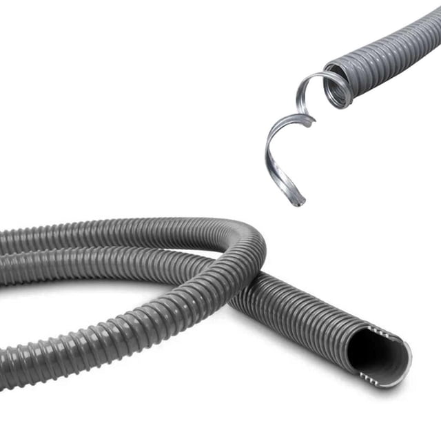 Rollo 10M Tubo Flexible Liquidtight 3/4 Pulg Acero+PVC gris 3/4 pulgadas