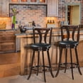 thumbnail image 2 of Giantex 360-Degree Swivel Stools, Counter Height Stools w/Leather Padded Seat & Solid Rubber Wood Legs, (2, 29inch), 2 of 6