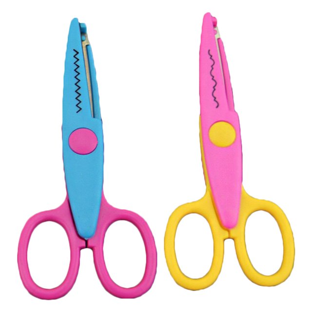Coofit 2 Pairs Paper Edge Scissors DIY Scrapbooking Scissors Craft Scissors for Kids