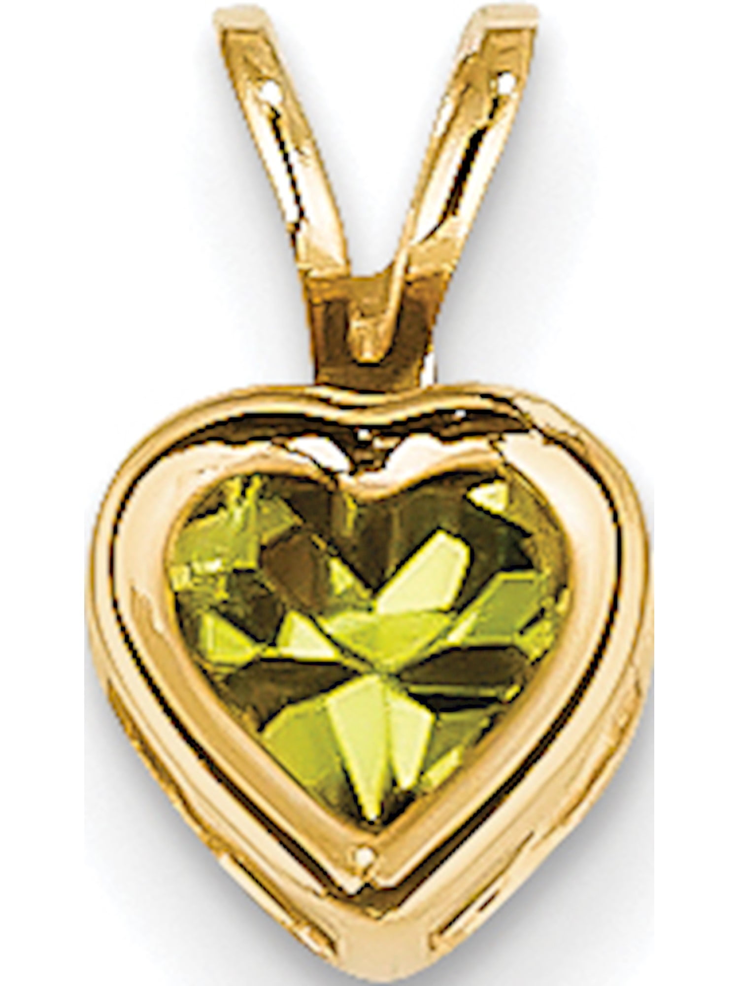 14k Yellow Gold 5mm Heart Peridot Bezel (6x10mm) Pendant / Charm