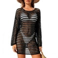 thumbnail image 3 of Taqqpue Swimsuit Cover Up for Women Crochet Bathing Suit Summer Swimwear Long Sleeve V Neck Mesh Knit Beach Dress Vacation Outfits, 3 of 8