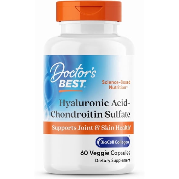 Doctors Best Hyaluronic Acid  Chondroitin Sulfate, Supports Joint & Skin Health, Non-GMO, Gluten Free, Soy Free 60 Veggie Capsules