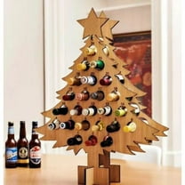 Countertop Wine Rack - Christmas Advent Calendar Countdown 24 Slot Wooden Christmas Tree Mini Alcohol Holder Wine Bottle Stand Assembled Wine Holders Decoration Gifts for Home Bar-Large-15.7"*11.81"