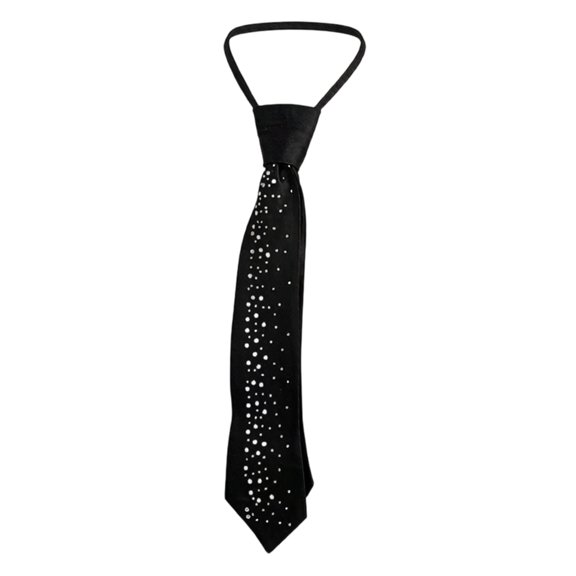 Lynono Sophisticated Rhinestones Satins Tie Comfortable Necktie Glitters Tie Ideal For Hosting And Special Occasion
