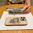 thumbnail image 5 of Case for iPhone 13,3D Butterfly Flower Kickstand Bling Glitter Diamond Marble Ring Stand Shockproof Women Girls Rhinestone Phone Case for iPhone 13,6.1 inch 2021 (Flower Purple), 5 of 15