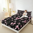 thumbnail image 4 of Homewish Chic Bow Knot Ribbon Bed Sheets 4pcs, Black Pink King Sheets for Girls, Princess Style Sheet Set, Breathable Home Decor, 4 of 7