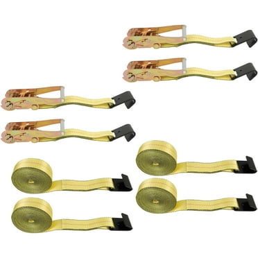 6-Pack 2" X 15' Ratchet Straps With J-Hooks - 5000 Lb Heavy Duty Tie Downs For Hauling