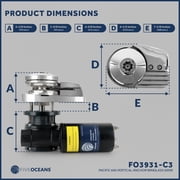 Five Oceans Vertical Windlass Kit, Boat Anchor Windlass Pacific 600 Watts, 12V DC, with 3-Strand Rope 1/2 Inch x 200 Ft, Galvanized Steel HT G4 Chain 1/4 Inch x 15 Ft - FO3931-C3