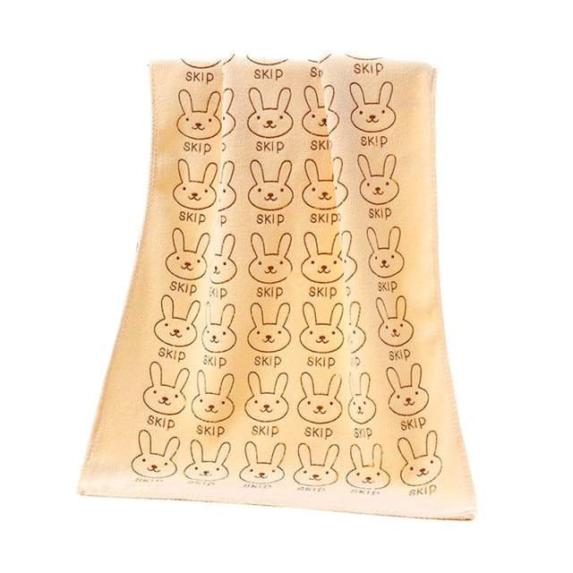 Flmtop Towel Square/Rectangle Cartoon Rabbit Print Microfiber Soft Bath Feeding Washcloth for Newborn Baby