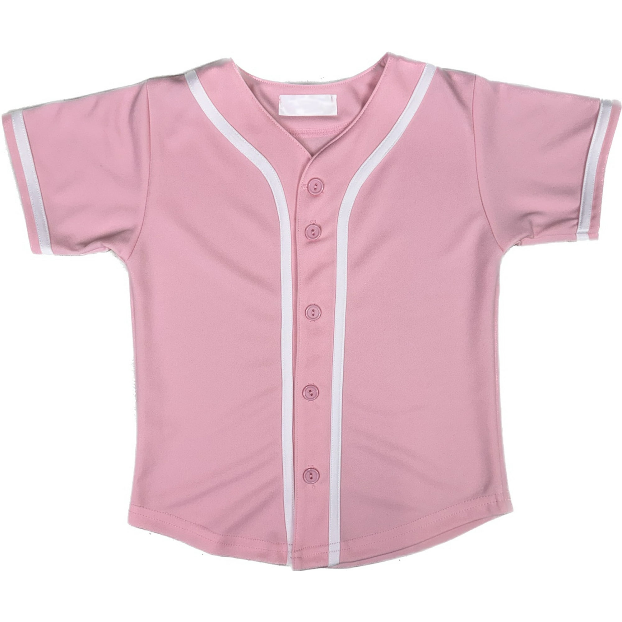 Ma Croix Kids Baseball Jersey Button Down Short Sleeve Unisex Youth Athletic Sportswear Uniform, Kids Unisex, Size: 4 T, Pink