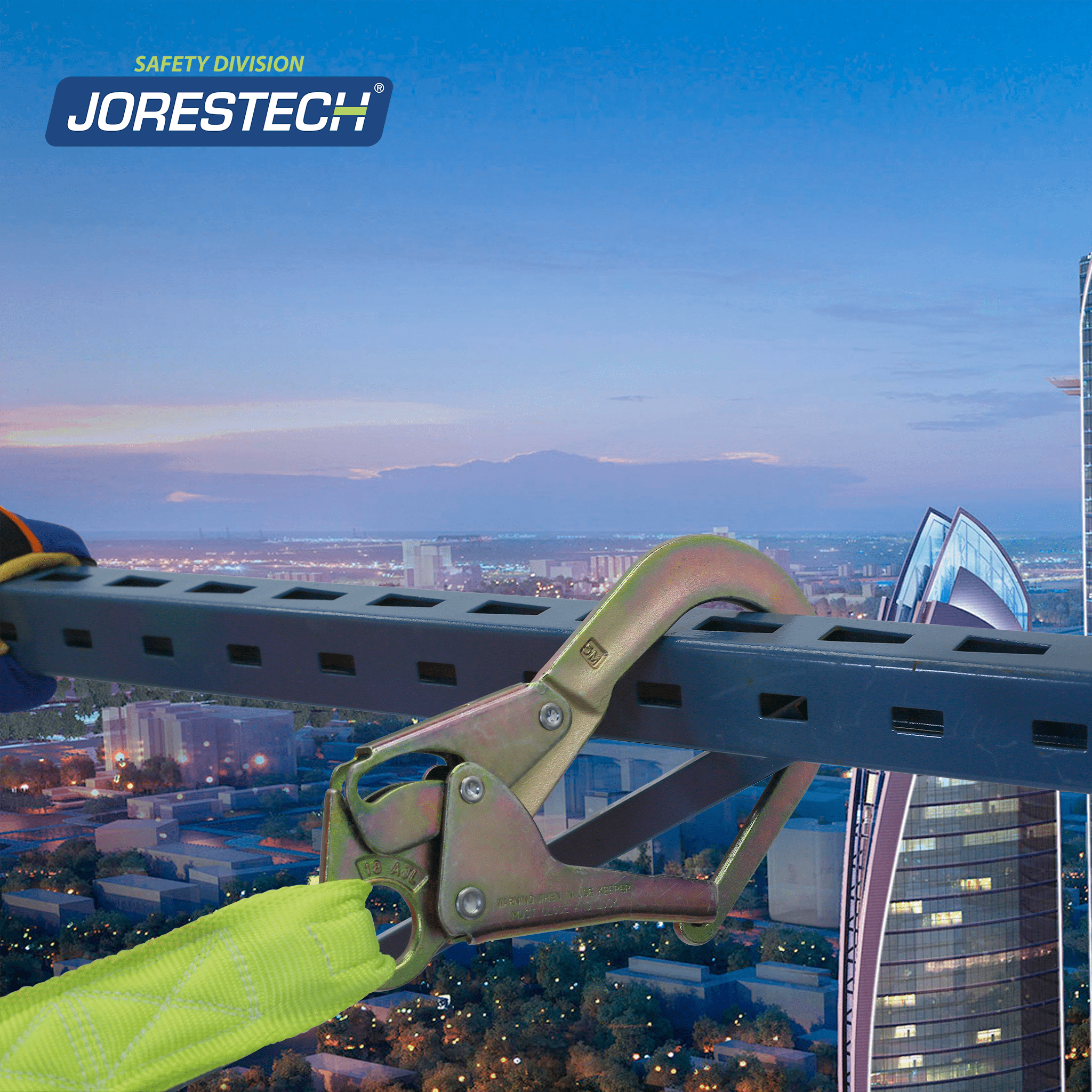 JORESTECH Twin Leg Internal Shock-Absorbing Lanyard with Snap Hook and Scaffolding Hook