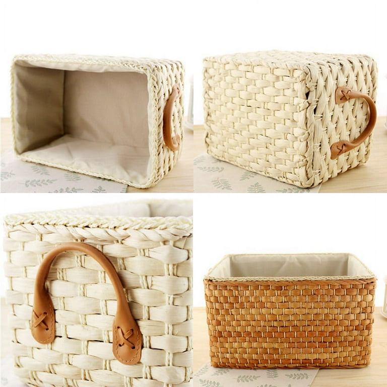 Hand-woven Storage Basket Laundry Wicker Baskets Corn Husk