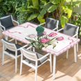 thumbnail image 2 of Pink Tulip Spring Floral Table Cloths for 3 Foot Rectangle Tables, Romantic Flowers Modern Art Plaid Patio Waterproof Elastic Fitted Tablecloths, Washable Rectangular Table Cover for Camping, 2 of 8