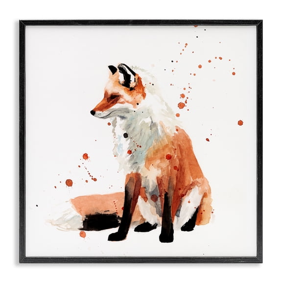 Stupell Industries Farmhouse Sitting Fox Black Framed Giclee Art, 12 x 12, by Victoria Borges