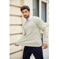 thumbnail image 5 of COOFANDY Men's Crewneck Knit Sweater Slim Fit Lightweight Casual Twist Patterned Cable Knitted Pullover, 5 of 7