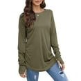 thumbnail image 2 of Womens Long Sleeve Tops Crew Neck T Shirts for Women Tunic Tops with Thumb Holes Fall Outfits for Women 2025 Army Green S, 2 of 5