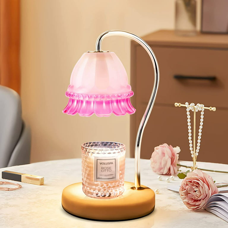 Fichiouy Candle Warmer Lamps Marble Metal Glass Fragrance Lamps Dimmable Candle  Lamp Wax Home Decorations Pink 