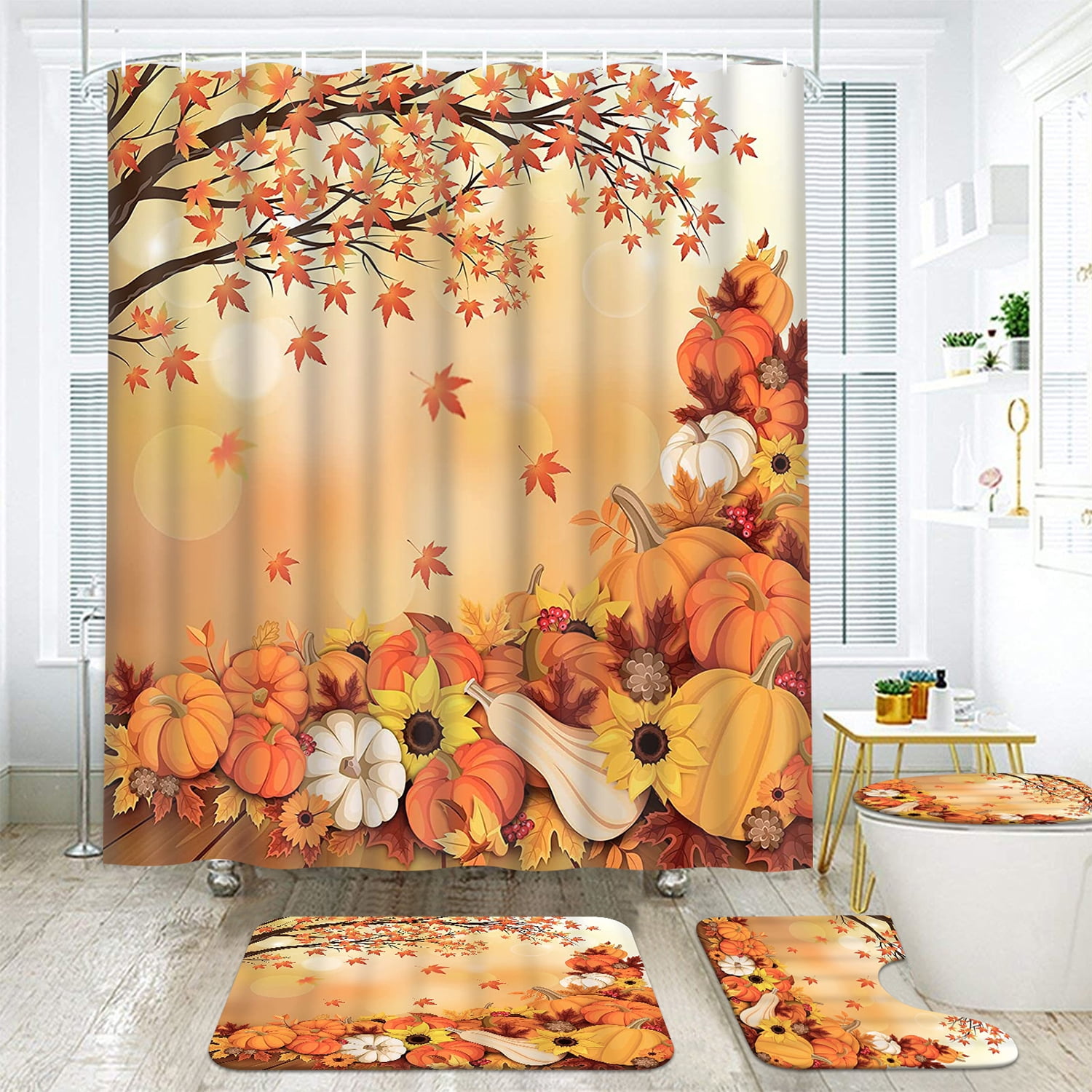 LAIZIHOME Aesthetic Design Shower Curtains Orange Leaf Bathroom Accessories  Premium Material Weighte…See more LAIZIHOME Aesthetic Design Shower