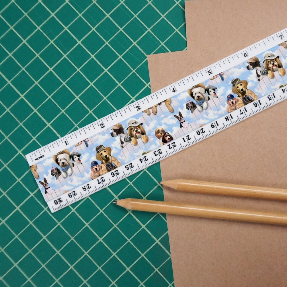 Dogs Speed Ruler Cool Dogs In Outfits Paw Print Pattern 12 Inch Standard And Metric ...