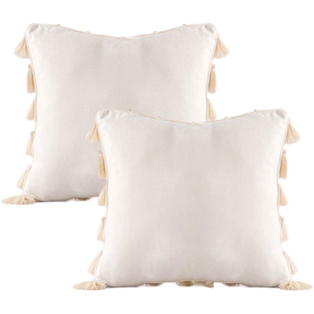 Funda de almohada decorativa bohemia con borlas para sofá cama, funda de cojín suave, 18 x 18 "/45 x 45 cm