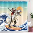thumbnail image 2 of Funny Cat Shower Curtain, Cool Anime Dinosaur Surfing in Ocean Wave Fun Kids Bathroom Curtain Decor Novelty Retro Shower Curtain Set with 12 Hooks 72 x 72 Inch$$Home Decor, Kitchen, & Other, 2 of 8