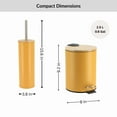 thumbnail image 5 of Mustard Yellow Bathroom Set with Bamboo Lid - Matte Metal Trash Can and Toilet Brush, 5 of 8