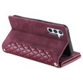 thumbnail image 3 of SaniMore for Samsung Galaxy S24 Wallet Case, Wrist/Crossbody Lanyard, 3D Lattice PU Leather Kickstand Zipper Purse Card Slots Magnetic Clasp Shockproof TPU Shell Anti-drop, Winered, 3 of 10