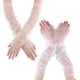 thumbnail image 1 of 2 pares de guantes largos abullonados transparentes de tul blanco (2 estilos diferentes), guantes abullonados transparentes con perlas y mangas largas, guantes de tul blanco con perlas., 1 of 6