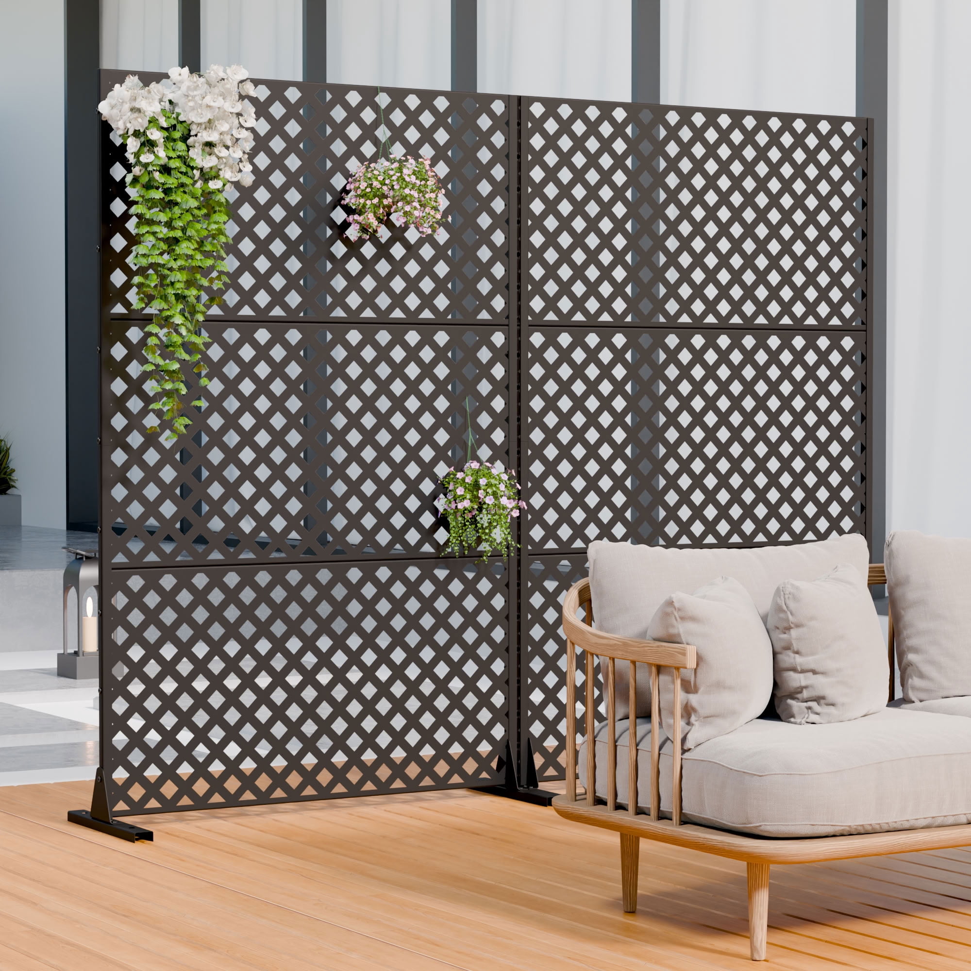 MAYEERTY 3 Panels Outdoor Privacy Screen, Metal Decorative Privacy Fence, Privacy Panel for Patio, Balcony, Backyard, Garden
