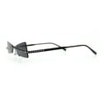 thumbnail image 6 of Womens Avant Garde Jewel Rhinestone Cross Bar Metal Rimless Rectangle Sunglasses All Black, 6 of 7