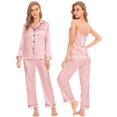 thumbnail image 4 of Conjunto de pijama SWOMOG de satén para mujer, 4 unidades, color rosa sakura, talla M, 4 of 6