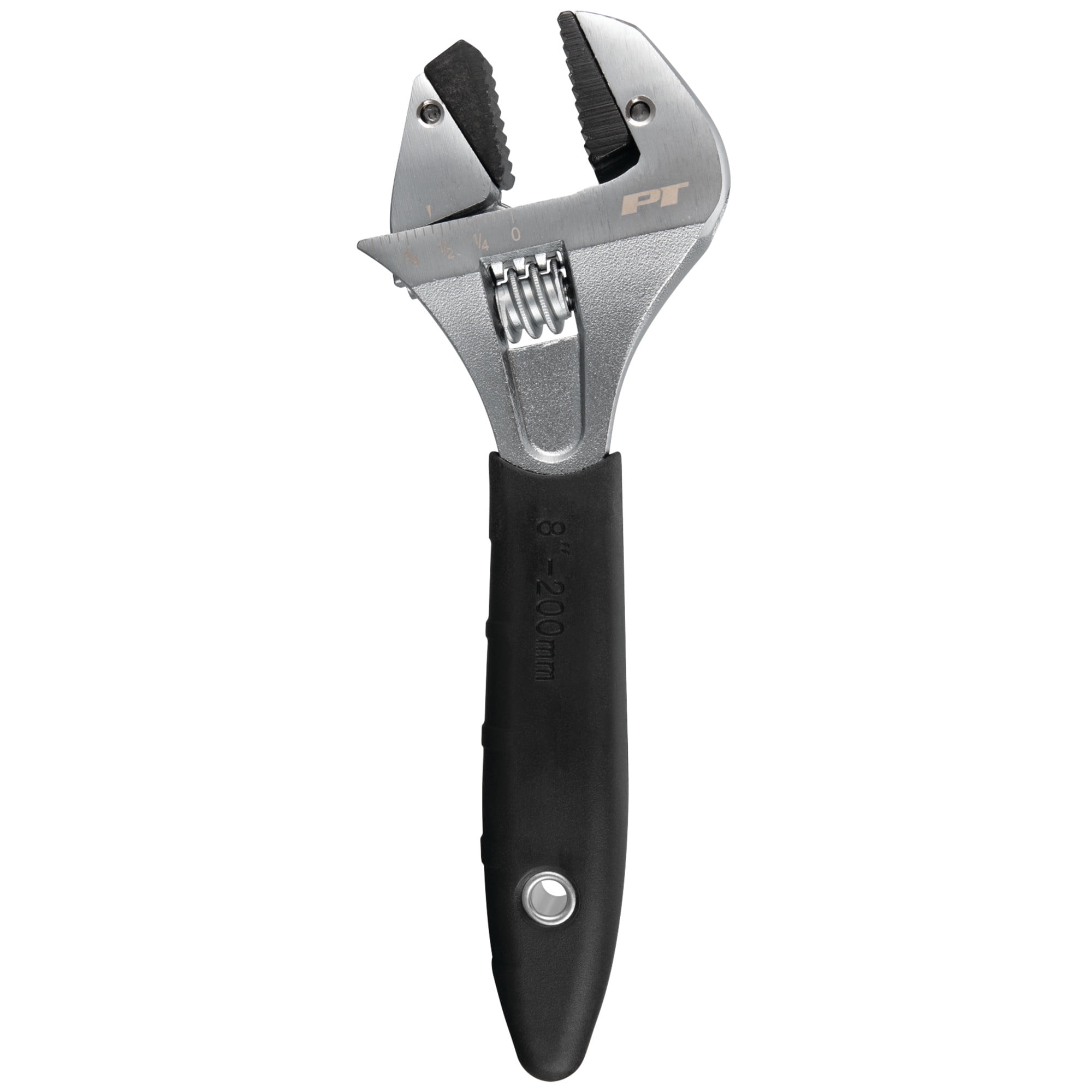 Performance Tool W30625 8 In. Ratcheting Adjustable Wrench - Sliding Jaw, Adjustable, Chrome Vanadium Directional Teeth, Black