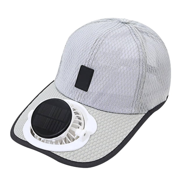 Sombrero con ventilador solar, ideal para golf, playa, camping, compras y pesca. Gris claro