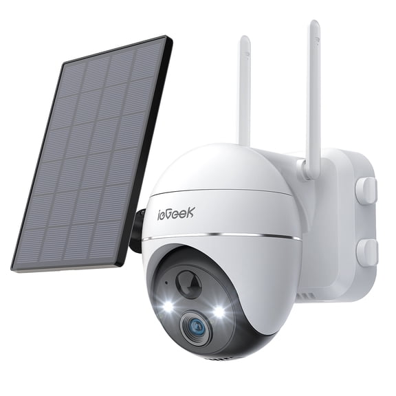 360° View PTZ Solar Security Cameras Wireless WiFi Outdoor, Spotlight 2K/3MP, Color Night Vision, PIR Motion Detection, Solar Outdoor Home Surveillance Camera, Work with Alexa